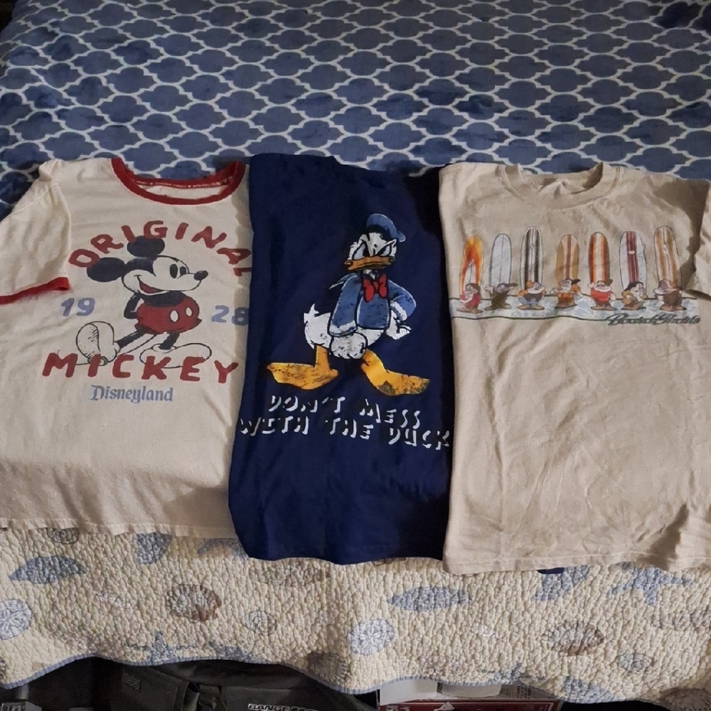 Disney Men's T-Shirt Set - Mickey Red, Donald Blue, Goofy Cream